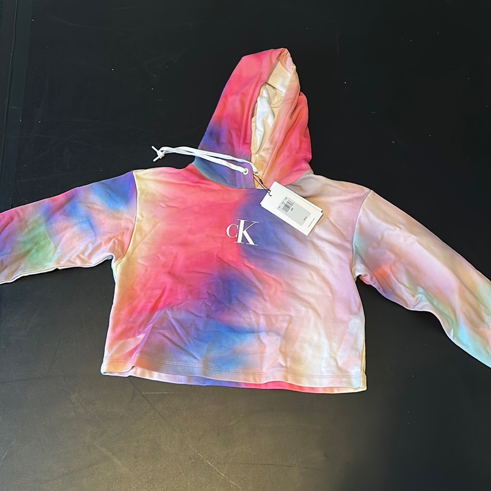 Calvin Klein Tie Dye Crop Hoodie. Women’s size Small